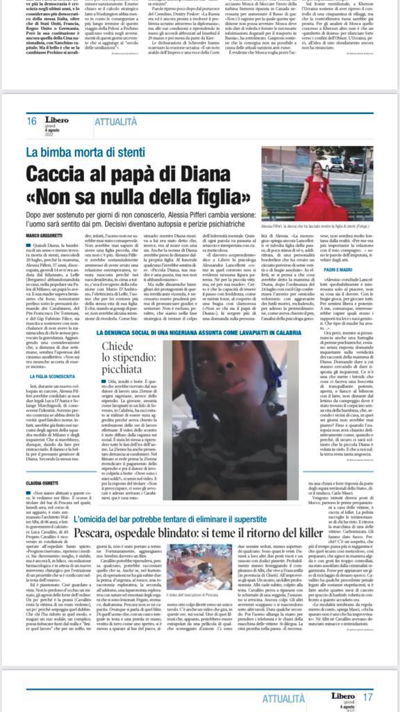 Il papà di Diana. L’articolo che ho scritto per LIbero di giovedì 4 agosto 2022
